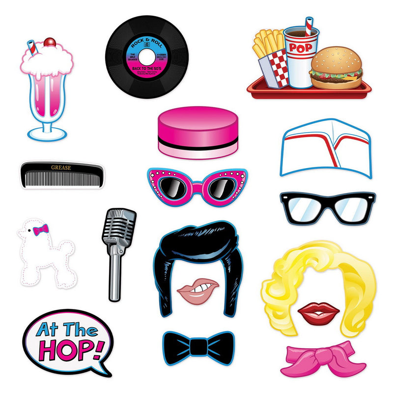 50's Photo Fun Signs – 3½"-10½" – (17/Pkg) by Beistle for 50's and Rock & Roll
