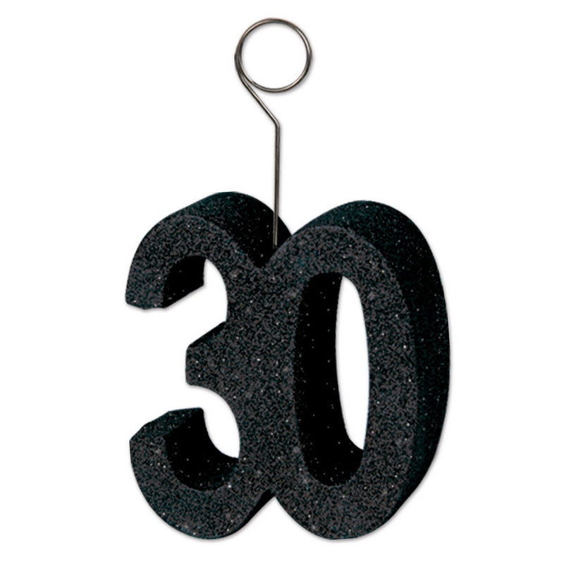 Glittered "30" Photo/Balloon Holder – 6 Oz by Beistle for Over-The-Hill Balloon/Photo Holders