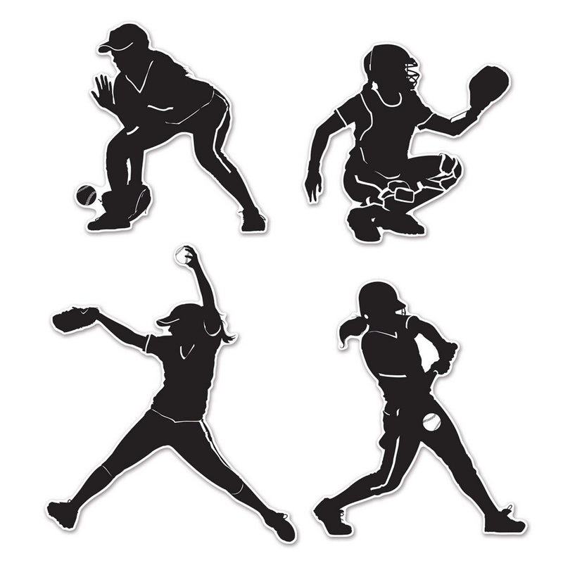 Softball Silhouettes – 9"-12½" – (4/Pkg) by Beistle for Sports