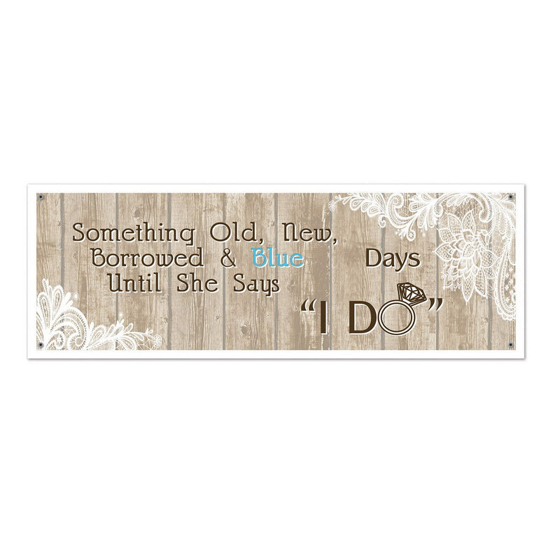 Rustic Wedding Sign Banner – 5' x 21" – (1/Pkg) by Beistle All-Weather