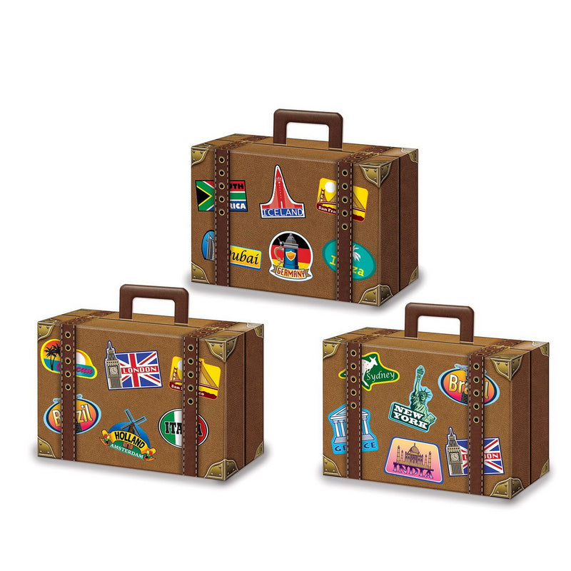 Luggage Favor Boxes – 4" x 5½" – (3/Pkg) by Beistle for Around The World