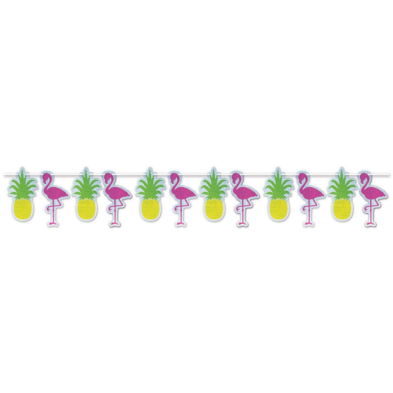 Flamingo & Pineapple Streamer – 9" x 8' – (1/Pkg) by Beistle for Luau Streamers