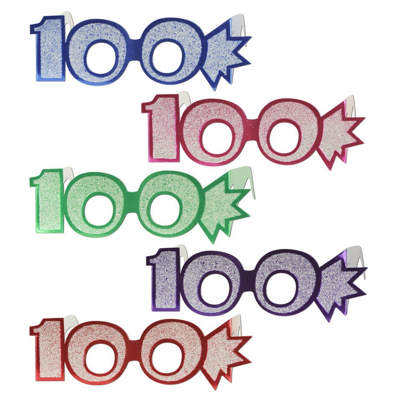 "100" Glittered Foil Eyeglasses by Beistle for Age-specific birthday