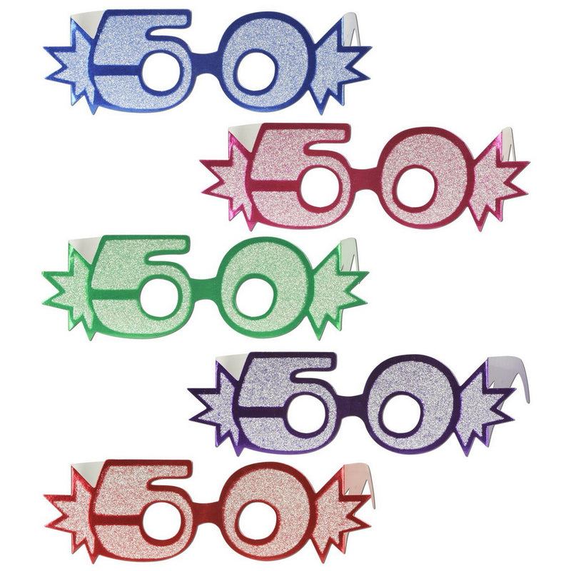 "50" Glittered Foil Eyeglasses by Beistle for Age-specific birthday