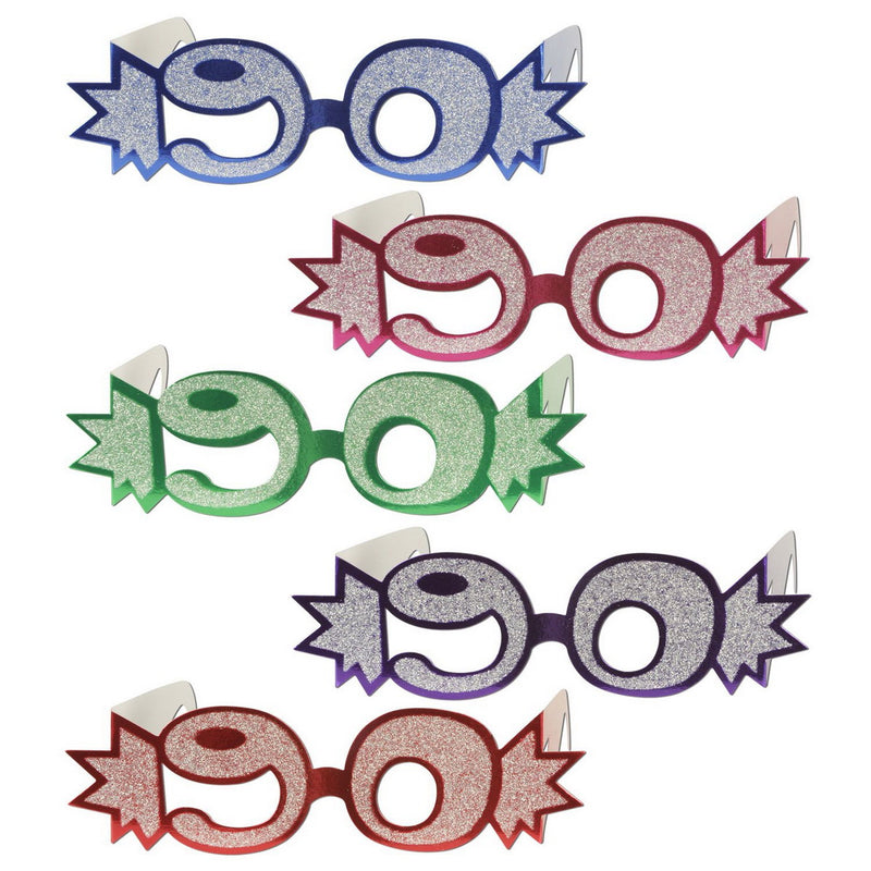 "90" Glittered Foil Eyeglasses by Beistle for Age-specific birthday