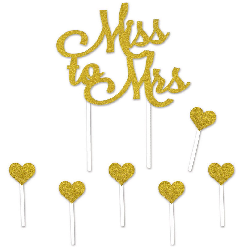 Miss To Mrs Cake Topper – 5" x 8¾" – (1/Pkg) by Beistle for Wedding Cake Toppers