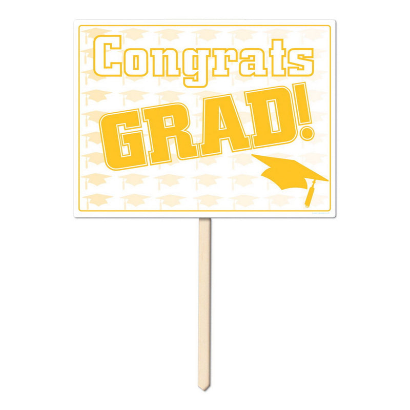 Plastic Congrats Grad Yard Sign – 11" x 15" by Beistle for Graduation Plastic Yard Signs