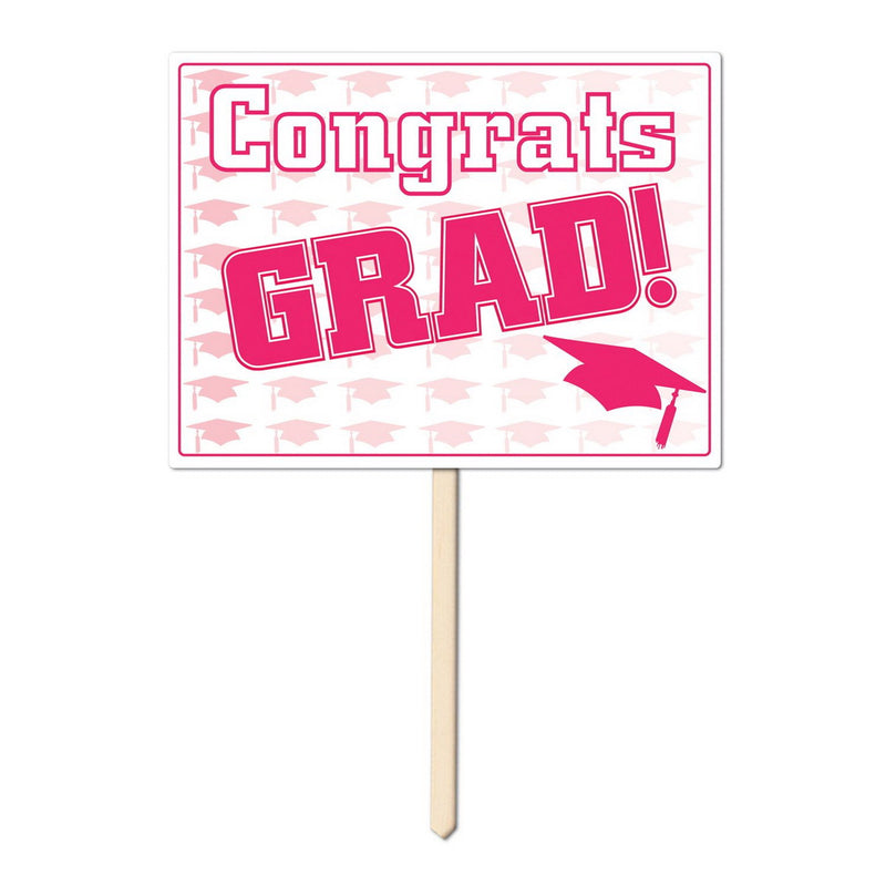 Plastic Congrats Grad Yard Sign – 11" x 15" by Beistle for Graduation Plastic Yard Signs