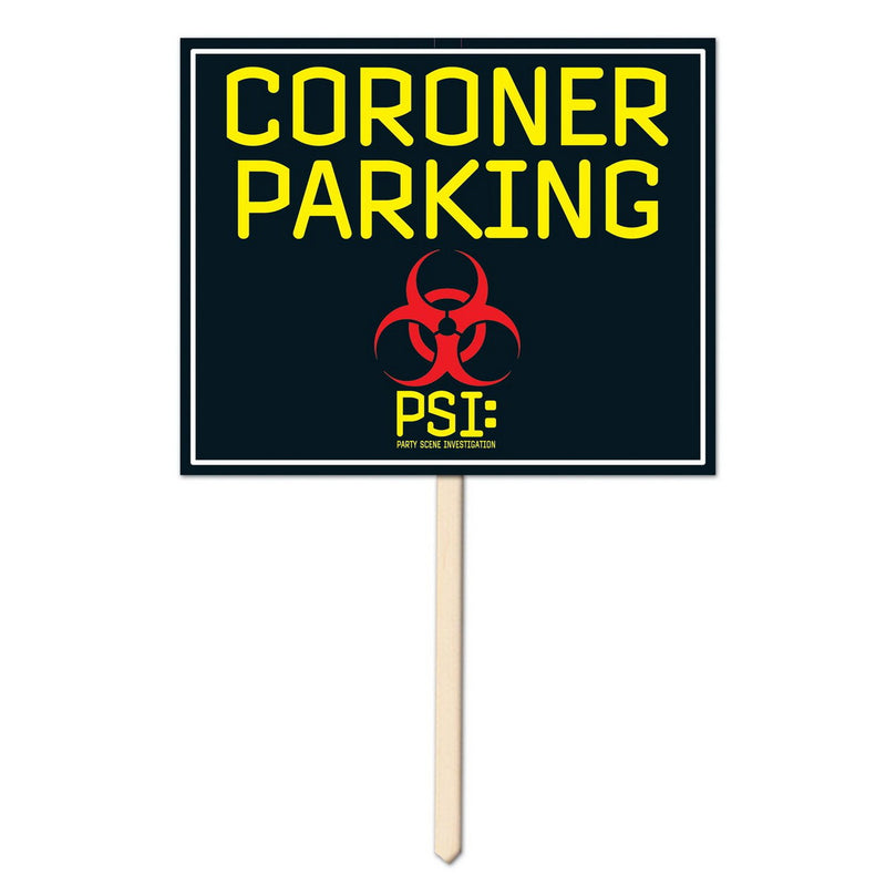 Coroner Parking Yard Sign – 12" x 15" by Beistle for Crime Scene Yard Signs