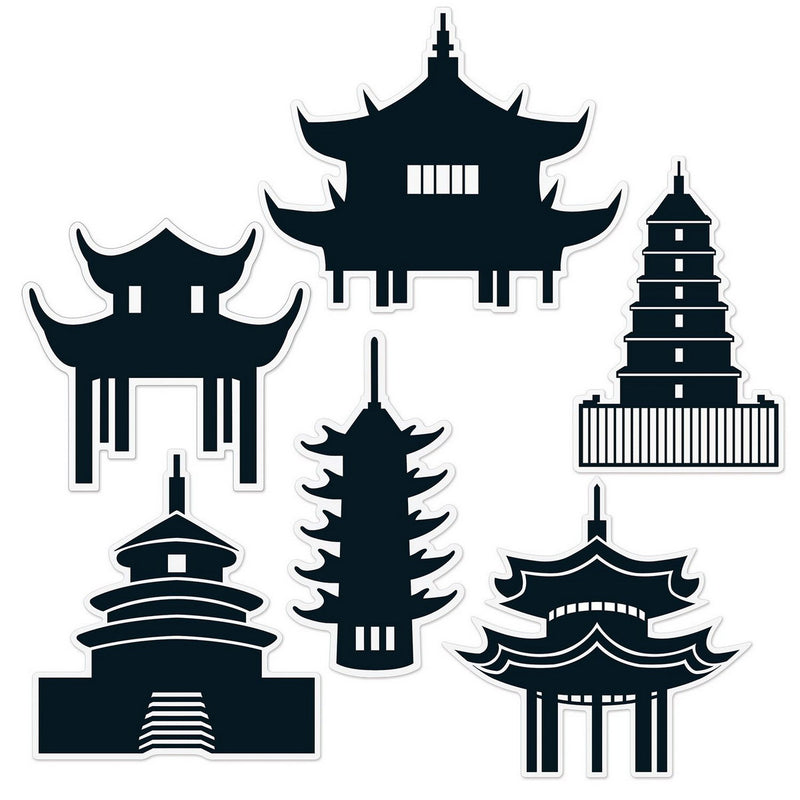 Pagoda Silhouettes – 11"-14½" – (6/Pkg) by Beistle for Asian
