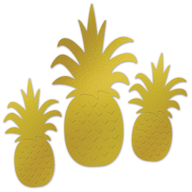 Foil Pineapple Silhouettes – Asstd – (3/Pkg) by Beistle for Luau