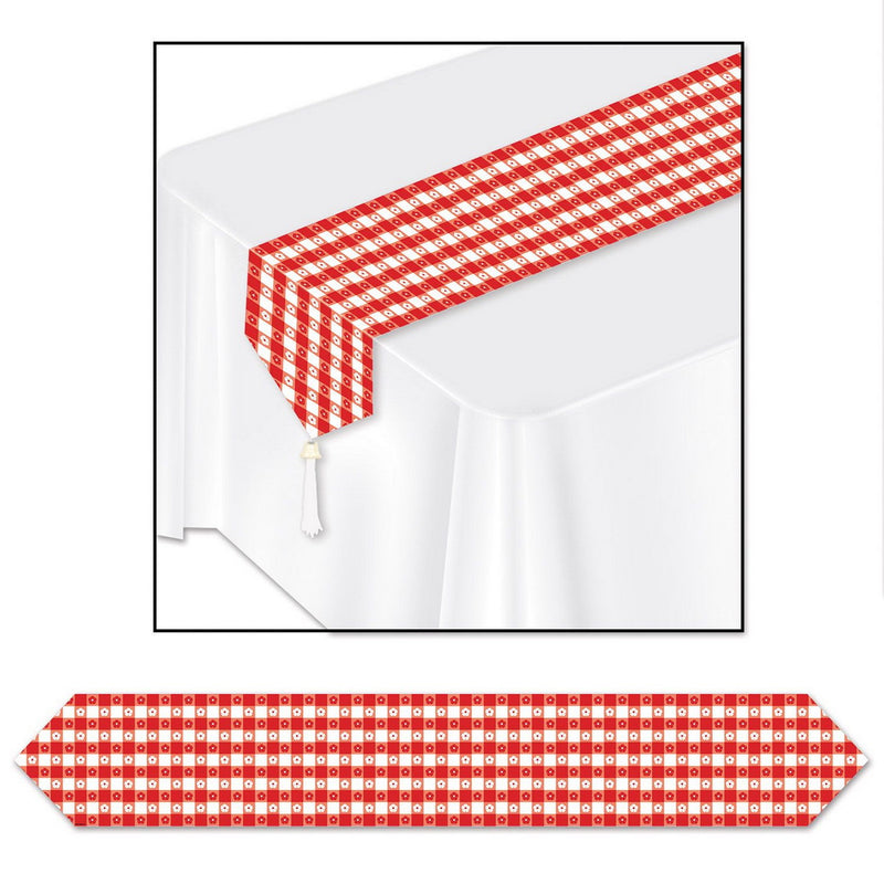 Printed Gingham Table Runner – 11" x 6' – (1/Pkg) by Beistle for Spring and Summer Table Runners - Printed