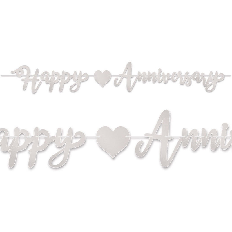Foil Happy Anniversary Streamer – 7½" x 6' – (1/Pkg) by Beistle Streamers