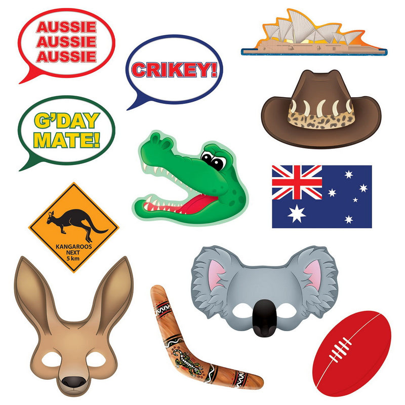 Australian Photo Fun Signs – 6½"-11" – (12/Pkg) by Beistle