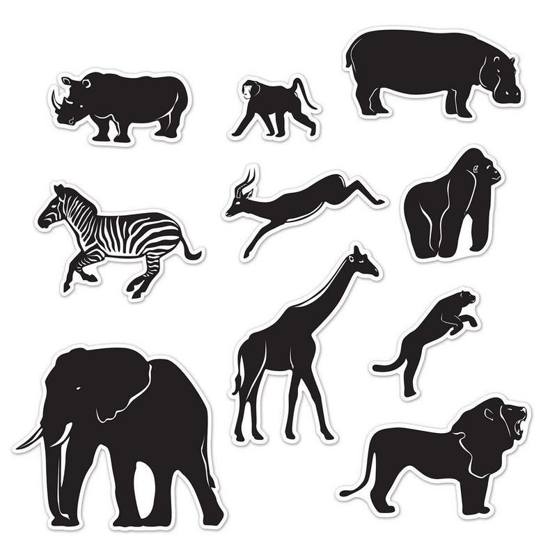 Jungle Animal Silhouettes – 6¾"-15¼" – (10/Pkg) by Beistle