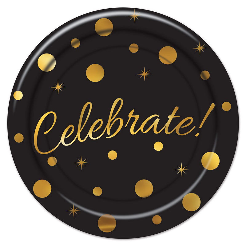 Celebrate! Plates – 9" – (8/Pkg) by Beistle for Awards Night Plates-Dinner