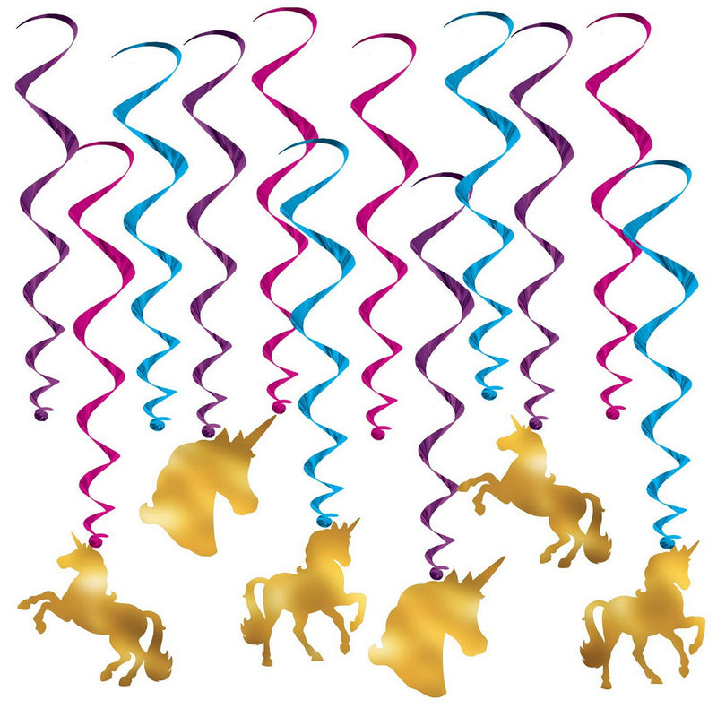 Unicorn Whirls – 17"-31½" – (12/Pkg) by Beistle
