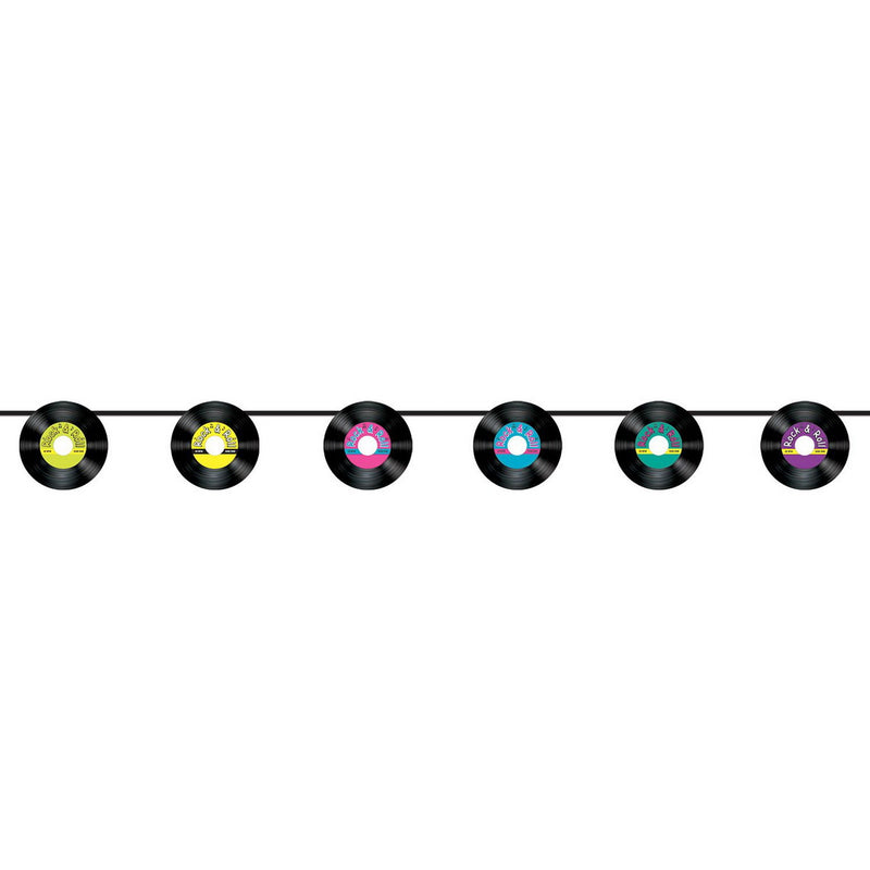 Records Streamer – 7" x 8' – (1/Pkg) by Beistle for 50's and Rock & Roll Streamers