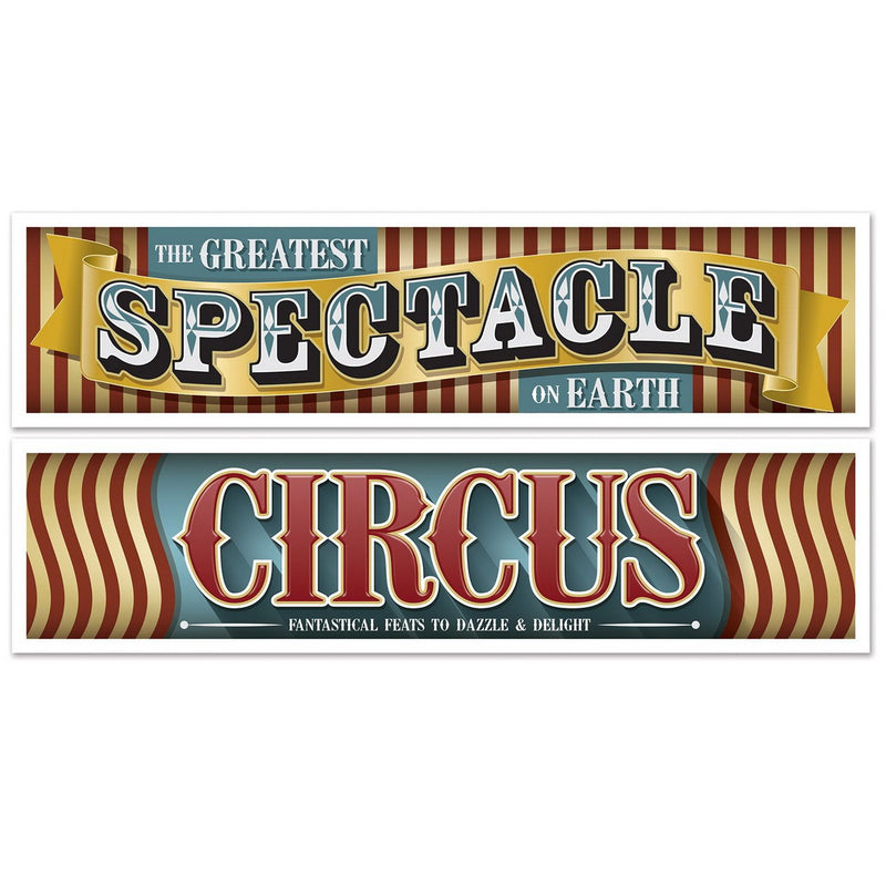 Vintage Circus Banners – 15" x 5' – (2/Pkg) by Beistle All-Weather