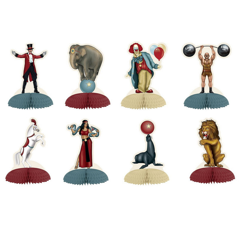 Vintage Circus Mini Centerpieces – 5" – (8/Pkg) by Beistle Tissue