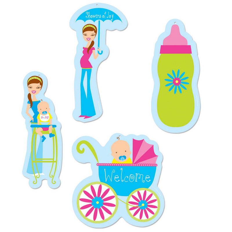 Showers Of Joy Cutouts – 12" – (4/Pkg) by Beistle for Baby Shower Printed