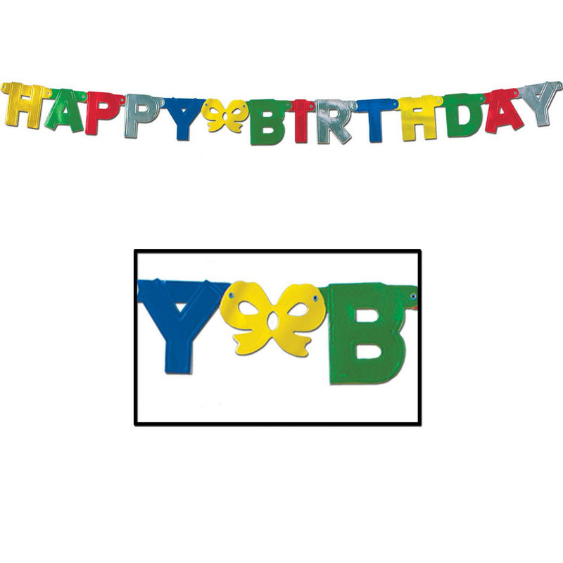 Foil Happy Birthday Streamer – 4¼" x 5' – (1/Pkg) by Beistle Jointed Streamers