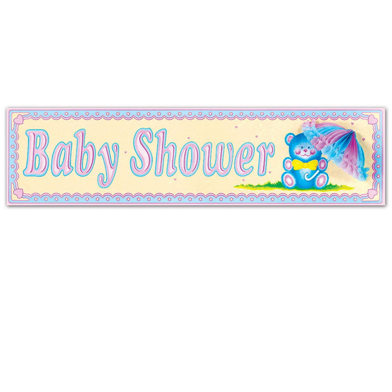 Baby Shower Sign w/Tissue Parasol – 8" x 31" – (1/Pkg) by Beistle Signs