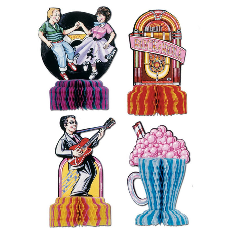 50's Mini Centerpieces – 5" – (4/Pkg) by Beistle for 50's and Rock & Roll Tissue