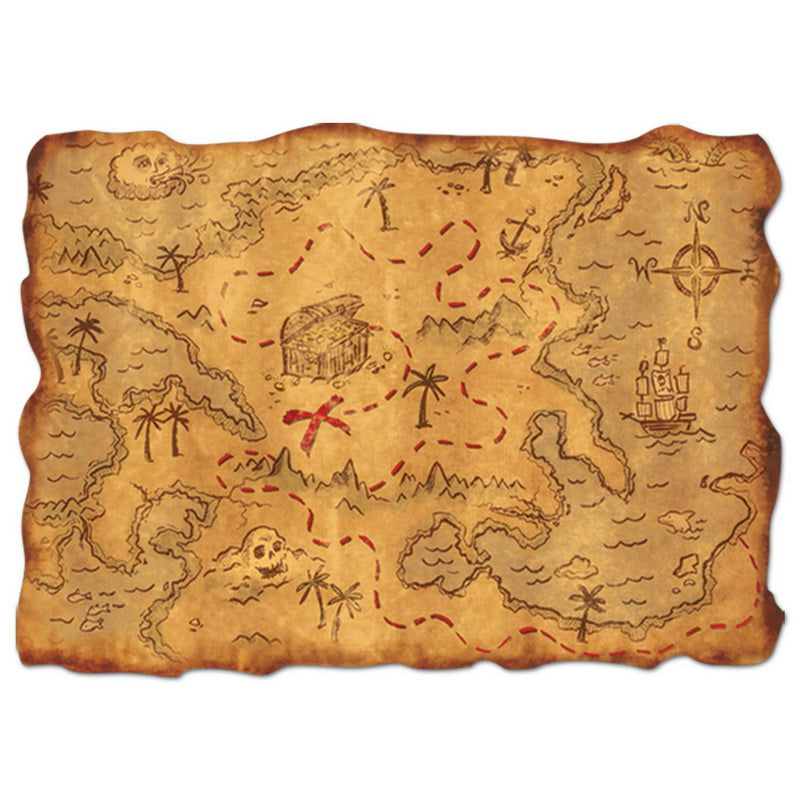 Plastic Treasure Map – 12" x 18" – (1/Pkg) by Beistle for Pirate Games