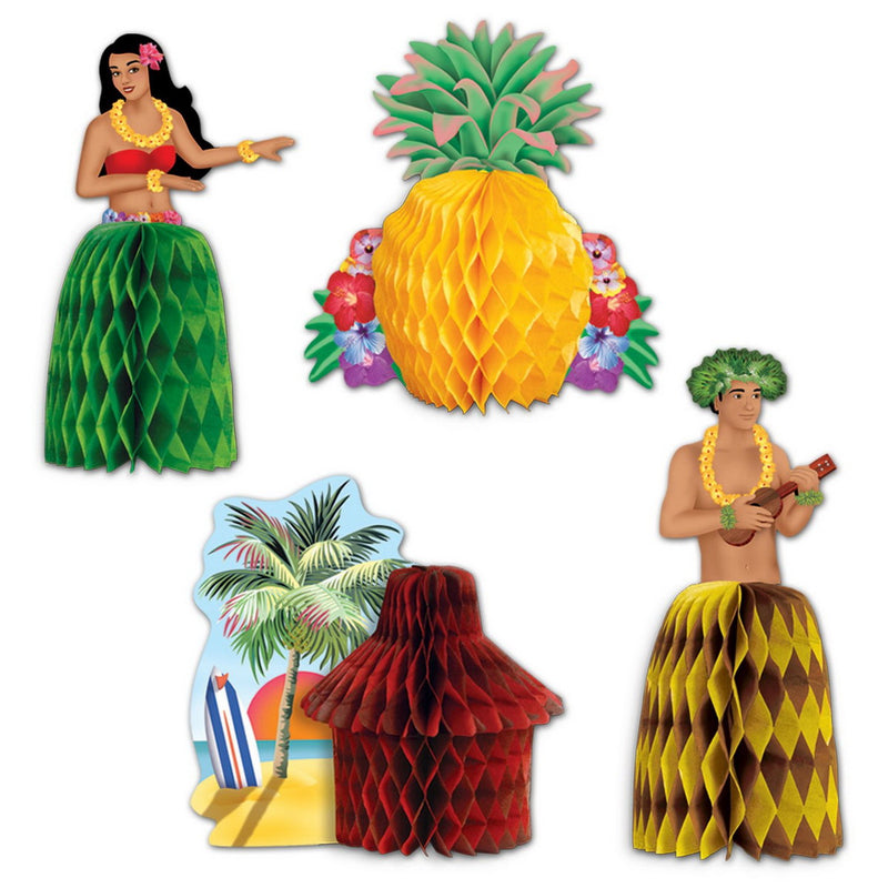 Luau Mini Centerpieces – 5½" – (4/Pkg) by Beistle Tissue
