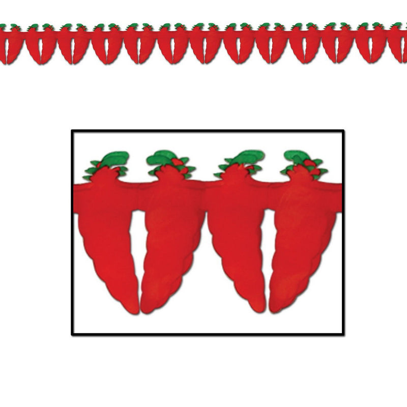Chili Pepper Garland – 5½" x 12' – (1/Pkg) by Beistle for Fiesta and Cinco de Mayo Tissue