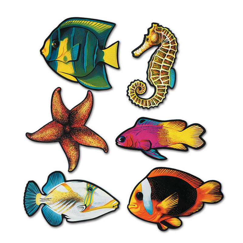 Fish Cutouts – 14¼"-16¾" – (6/Pkg) by Beistle for Under The Sea Printed