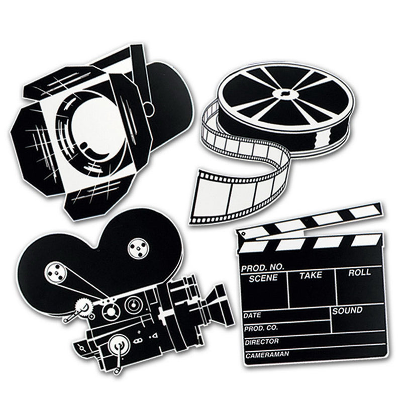 Movie Set Cutouts – 13"-17" – (4/Pkg) by Beistle for Awards Night Printed