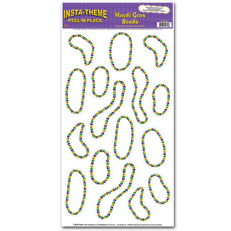 Mardi Gras Beads Peel 'N Place – 12" x 24" Sh – (16/Sh) by Beistle