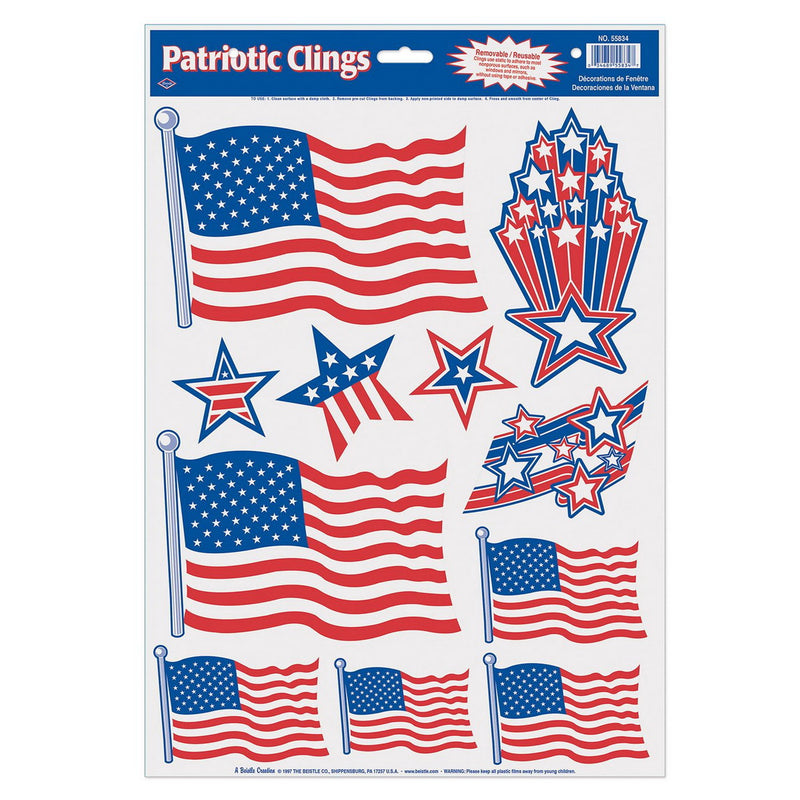 Patriotic Clings – 12" x 17" Sht – (11/Sht) by Beistle Window Clings