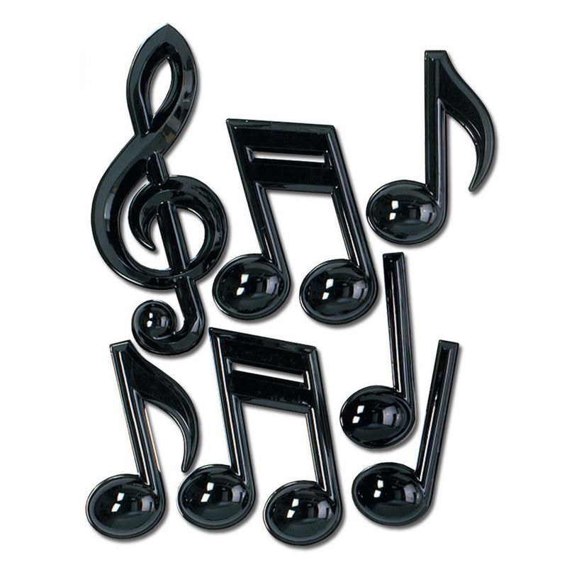 Black Plastic Musical Notes – 13"-22" – (7/Pkg) by Beistle Plastic Decorations