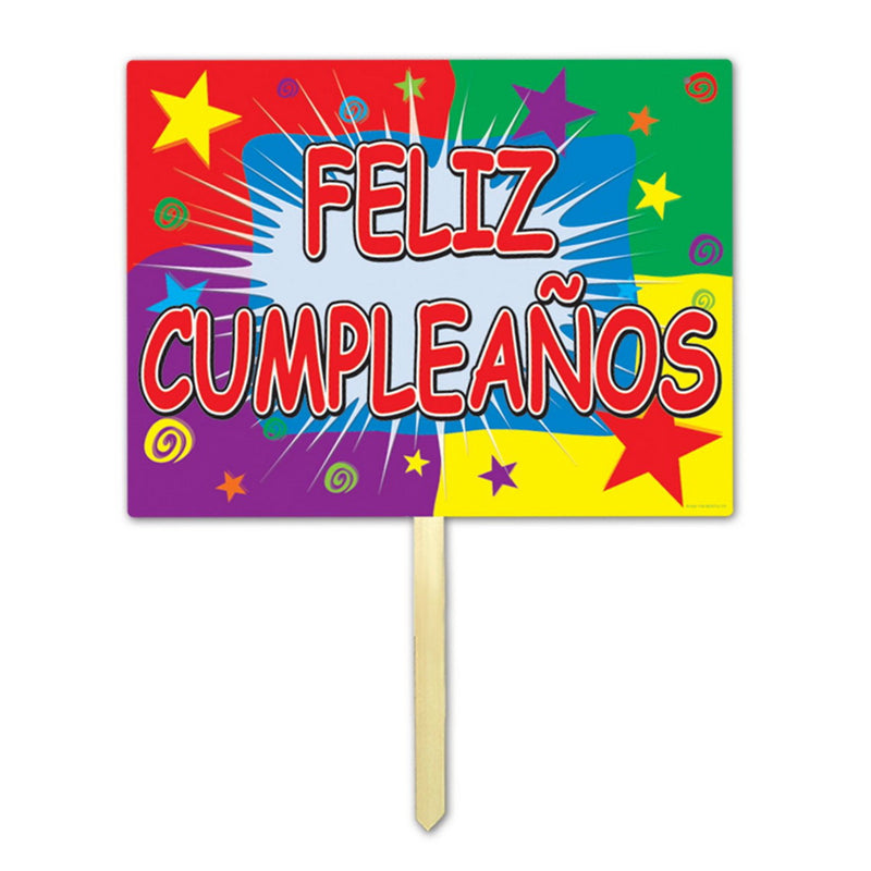 Plastic Feliz Cumpleanos Yard Sign – 11" x 15" by Beistle for Birthday Plastic Yard Signs
