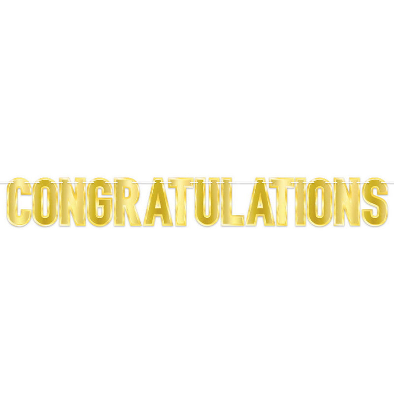 Foil Congratulations Streamer – 7" x 5' 6" – (1/Pkg) by Beistle for General occasion Streamers