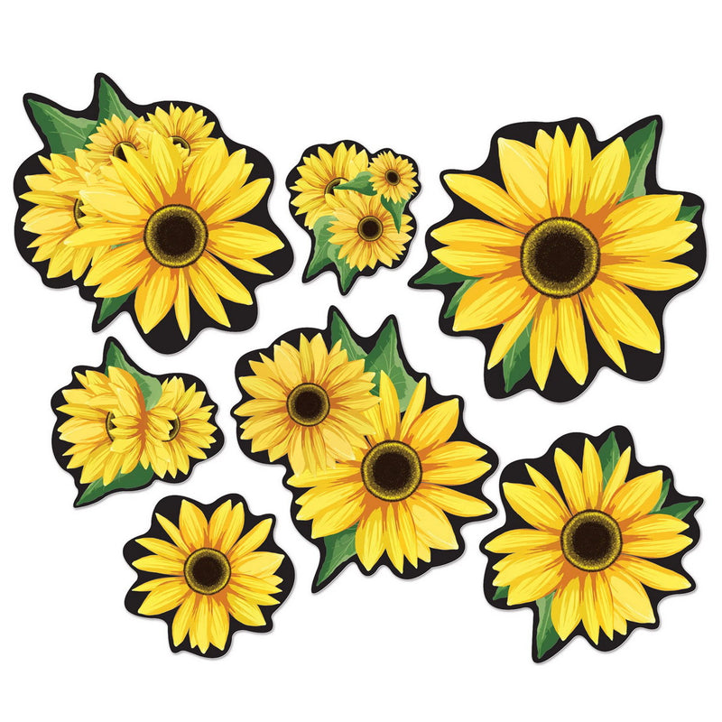 Sunflower Cutouts – 4"-9¾" – (7/Pkg) by Beistle for Spring and Summer Printed
