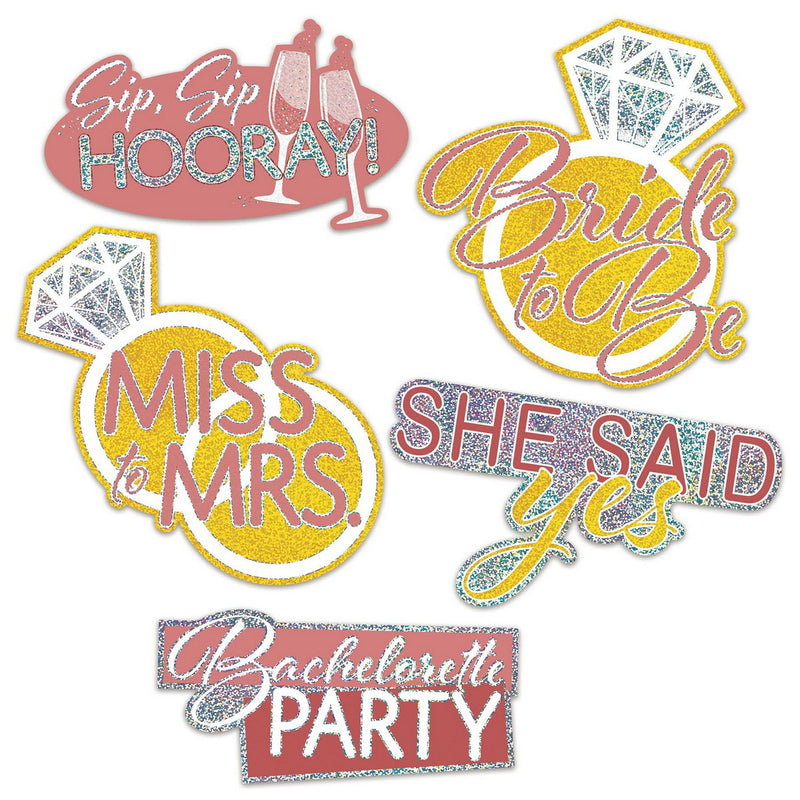 Bachelorette Cutouts – 8½"-13½" – (5/Pkg) by Beistle Glitter Print