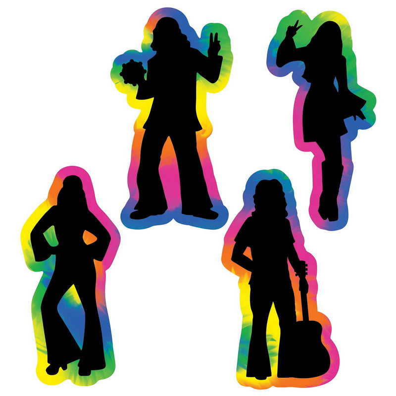 60's Hippie Silhouettes – 15¾" x 7"-8¾" – (4/Pkg) by Beistle