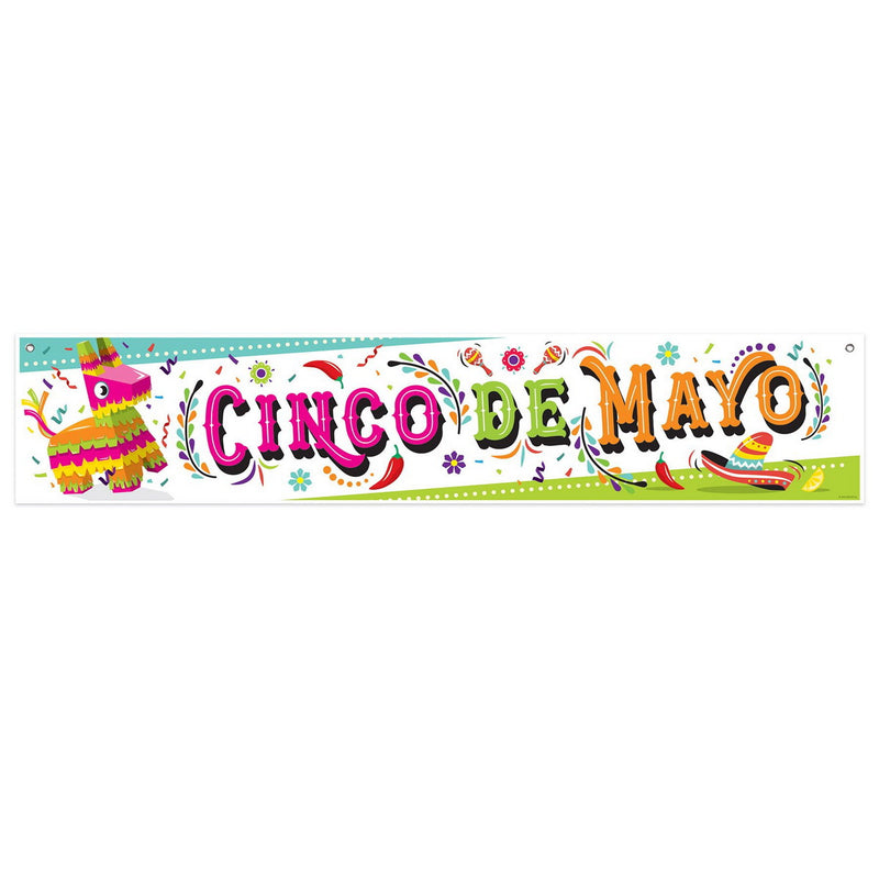 Cinco De Mayo Banner – 12" x 5' – (1/Pkg) by Beistle for Fiesta and Cinco de Mayo All-Weather