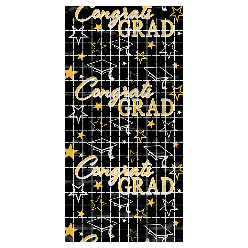 Congrats Grad Metallic Square Curtain – 6' 6" x 3' 2¼" – (1/Pkg) by Beistle for Graduation Curtains