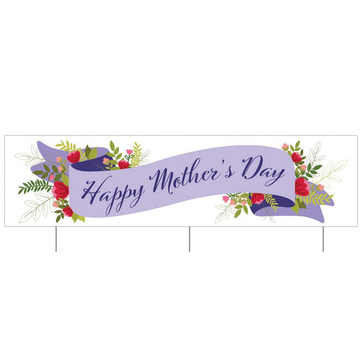 Plas Jumbo Happy Mother's Day Yard Sign – 11¾" x 3' 11" – (1/Pkg) by Beistle for Mothers and Fathers Day Plastic Yard Signs
