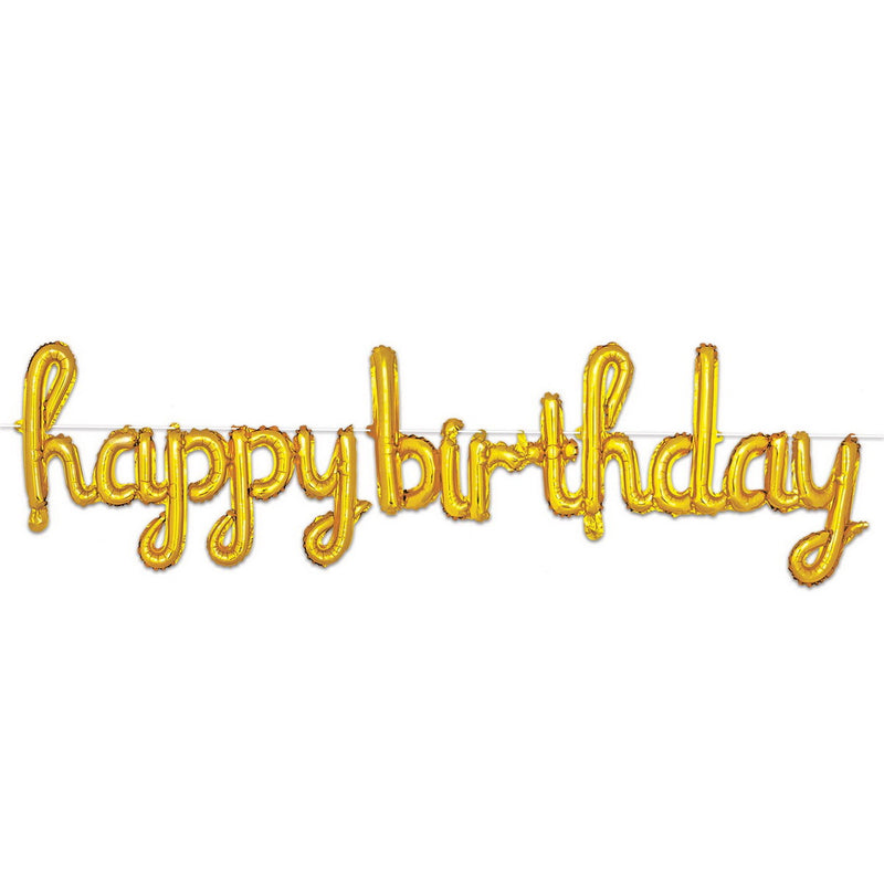 Script Happy Birthday Balloon Streamer – 16" x 5' 6" – (1/Pkg) by Beistle Balloon Streamers