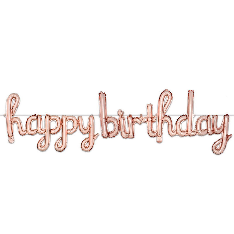 Script Happy Birthday Balloon Streamer – 16" x 5' 6" – (1/Pkg) by Beistle Balloon Streamers
