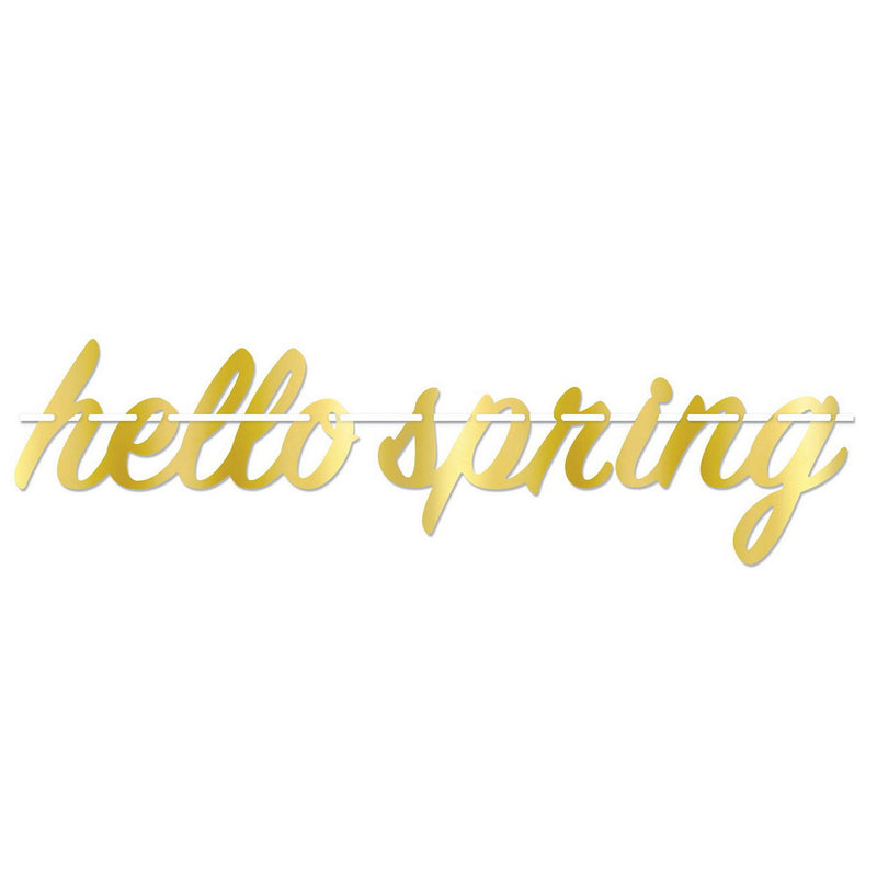 Foil Hello Spring Streamer – 5¾" x 26" – (1/Pkg) by Beistle for Spring and Summer Streamers