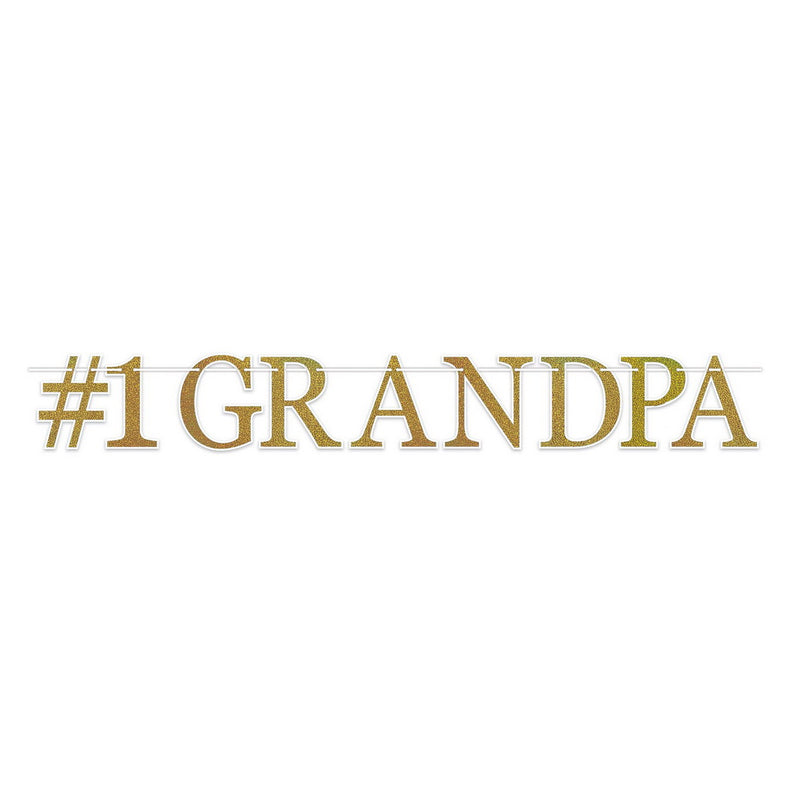 #1 Grandpa Streamer – 6¼" x 4' 6" – (1/Pkg) by Beistle for Mothers and Fathers Day Streamers