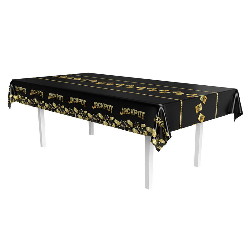 Metallic Casino Tablecover – 54" x 108" – (1/Pkg) by Beistle Table Covers - Patterned