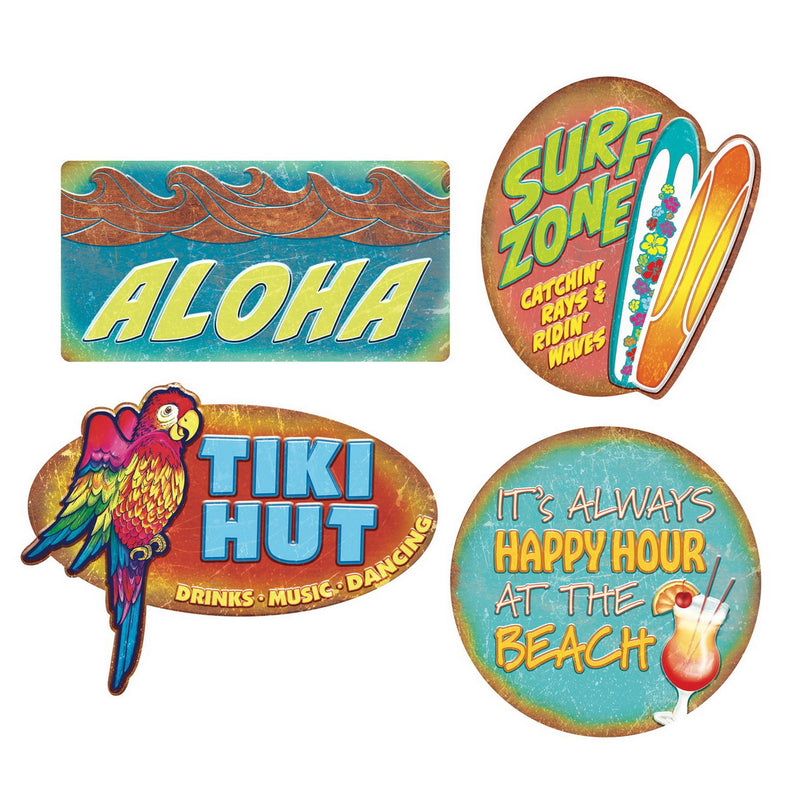 Luau Cutouts – 9"-13½" – (4/Pkg) by Beistle Printed